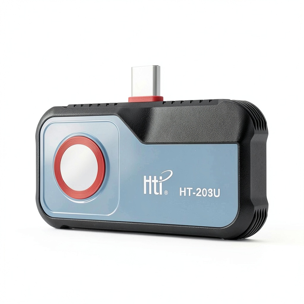 Installing HTI HT-203U Thermal Camera Android Infrared Technology on a wooden desk