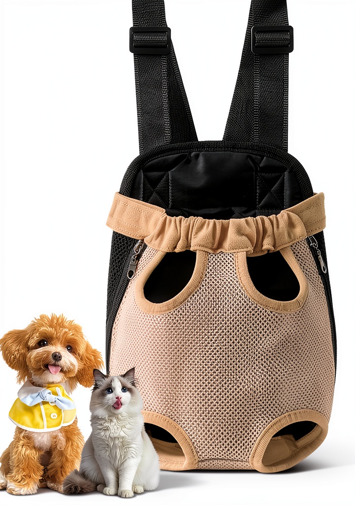 Nulala dog front backpack in use with a small dog