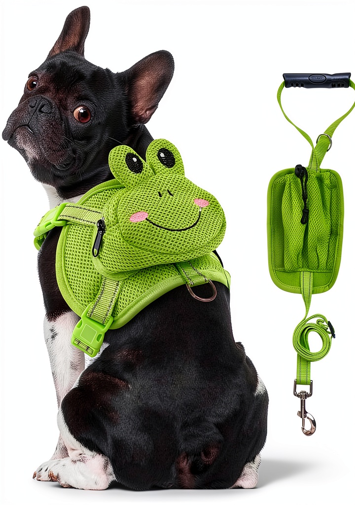 OUOBOB dog backpack harness on a small dog