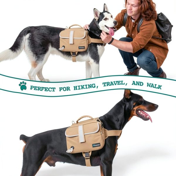 PetAmi Dog Backpack Medium Adjustable Canvas with Reflective Stripes-5