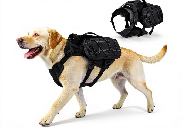 AOKOWN Dog Hiking Backpack with Reflective Trim Water Bottle Pocket-0