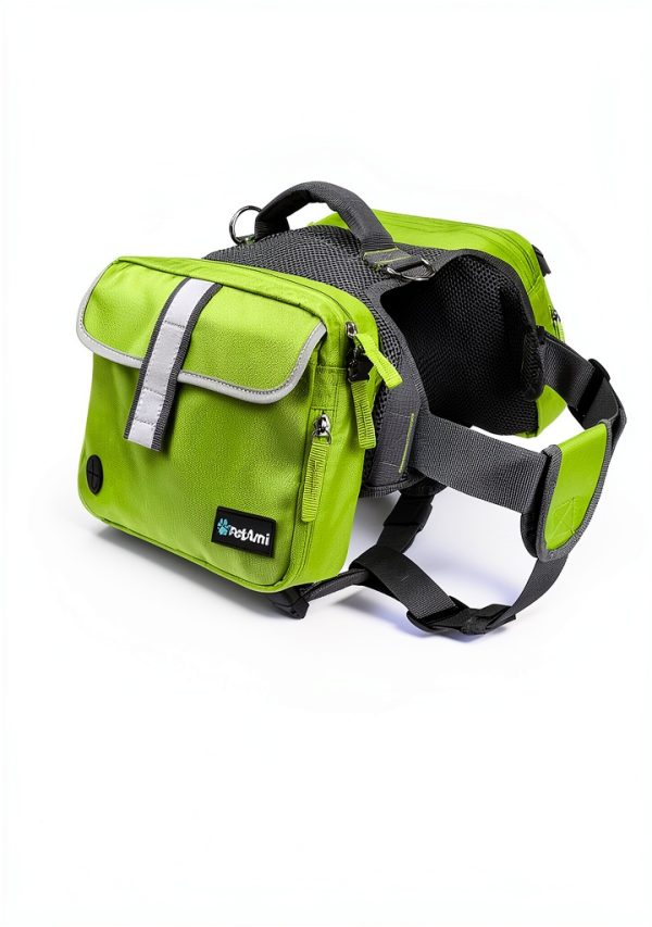 Dog Backpack PetAmi Adjustable Nylon Pack Large Olive Canvas-1