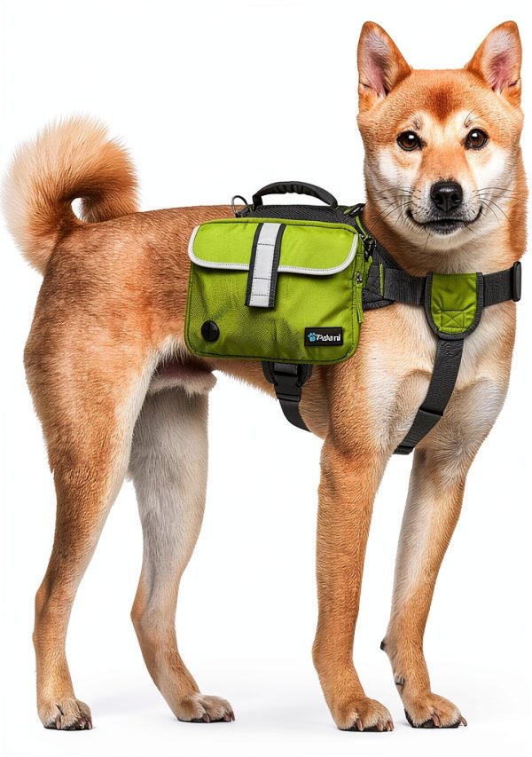 Dog Backpack PetAmi Adjustable Nylon Pack Large Olive Canvas-6