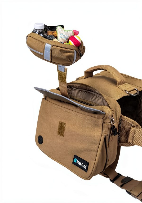 PetAmi Dog Backpack Medium Adjustable Canvas with Reflective Stripes-2