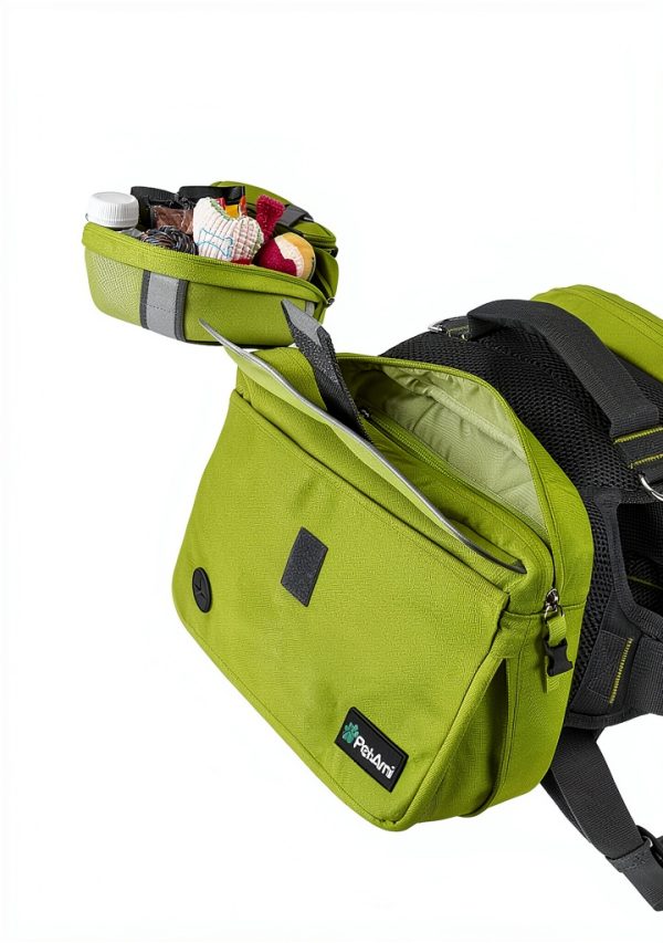 Dog Backpack PetAmi Adjustable Nylon Pack Large Olive Canvas-2