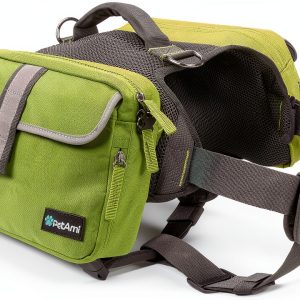 Dog Backpack PetAmi Adjustable Nylon Pack Large Olive Canvas-0