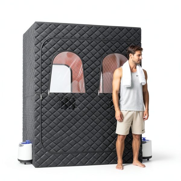 Infrared Sauna 2-Person Box by iTHERAU with Red Light & Steamers-4