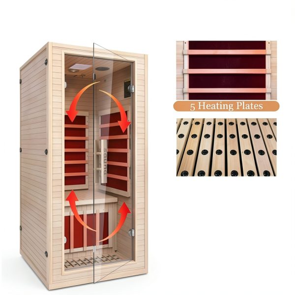 Homsido Infrared Home Sauna 1 Person Hemlock Dry Sauna Low EMF 1200W-1