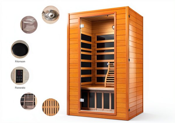Infrared Sauna Room RESTISLAnd Near Zero EMF Hemlock Wood 2 Person-5