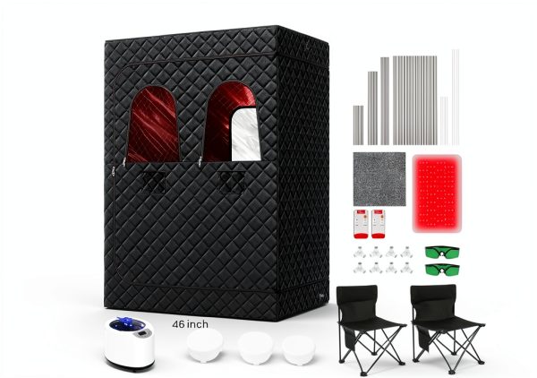Infrared Sauna 2-Person Box by iTHERAU with Red Light & Steamers-7