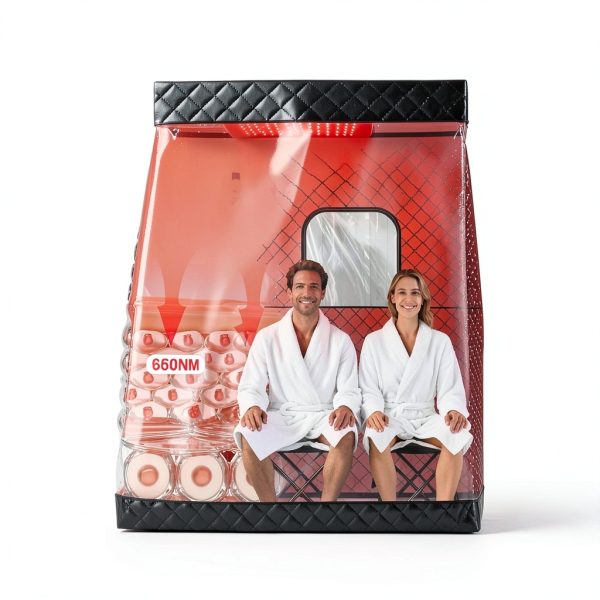 Infrared Sauna 2-Person Box by iTHERAU with Red Light & Steamers-1
