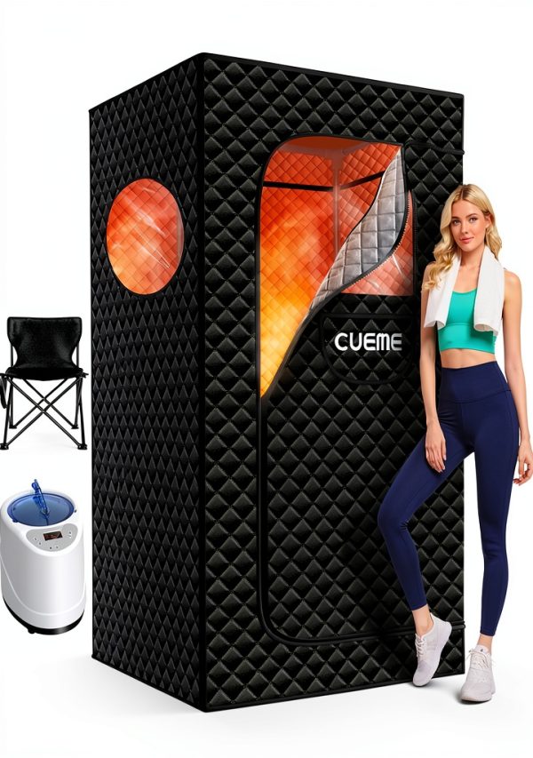 Portable Steam Sauna for Home with 3L 1200W Steamer, 9-Level Remote Control, Foldable Chair & Extra-Large Tent (2.6’ x 2.6’ x 5.9’) – Personal Sauna Box for Relaxation and Comfort-0