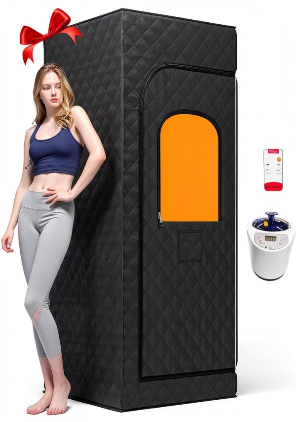 Portable Steam Sauna for Home,Sauna Box with 9-level Heating,0-99 minute timer,Personal Sauna Tent for Home with 2.6L 1000W Steam Steamer,Remote Control,Folding Chair.Relax and Healthy at Home Sauna-0