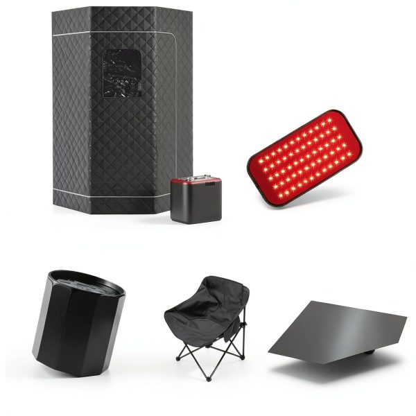 Upgraded Steam Sauna Portable with Red Light Therapy with Ice Bath Tub for Home Personal Home Spa Contrast Therapy (Black)-1