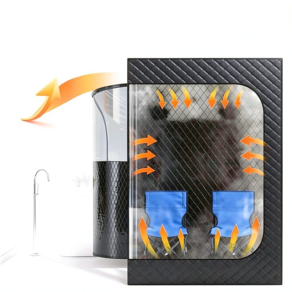 2 Person Portable Steam Sauna Tehanld Large Black with Dual 1200W-1