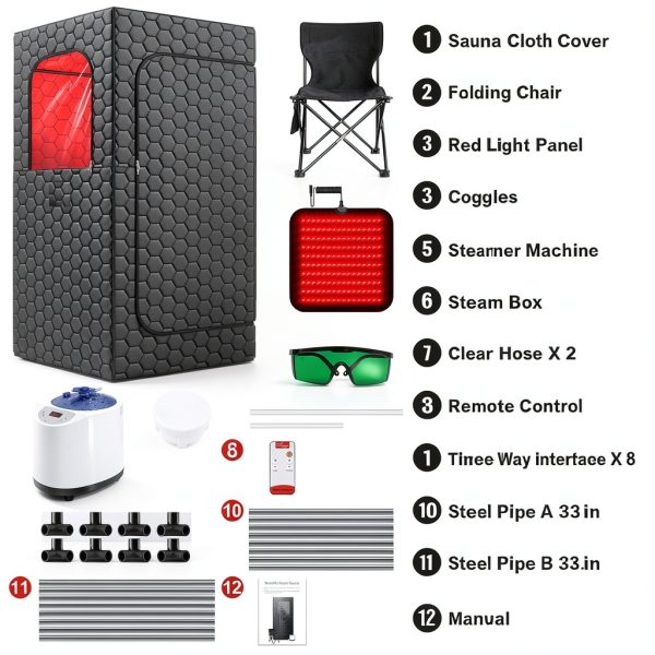 Infrared Sauna Box bsdonte 160 LED Red Light Portable-6