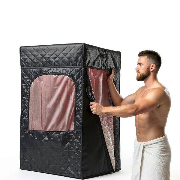 Upgraded Steam Sauna Portable with Red Light Therapy with Ice Bath Tub for Home Personal Home Spa Contrast Therapy (Black)-7