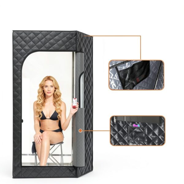 Portable Steam Sauna for Home,Sauna Box with 9-level Heating,0-99 minute timer,Personal Sauna Tent for Home with 2.6L 1000W Steam Steamer,Remote Control,Folding Chair.Relax and Healthy at Home Sauna-3
