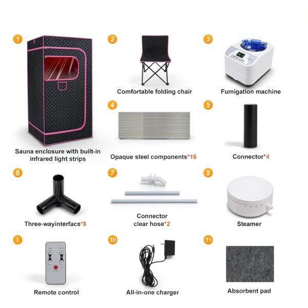 Portable Infrared Sauna Box STEECA 1300W 3L Steam Tent XL Family Size-5