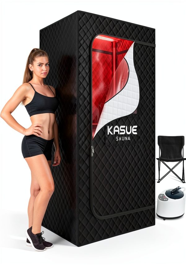 Portable Infrared Sauna, Steam Sauna Box with XL Steamer, 5-Layer Waterproof & Heat Insulation for Relaxation, Detoxification, Muscle Pain Relief Indoor & Outdoor(Obsidian Black)-0