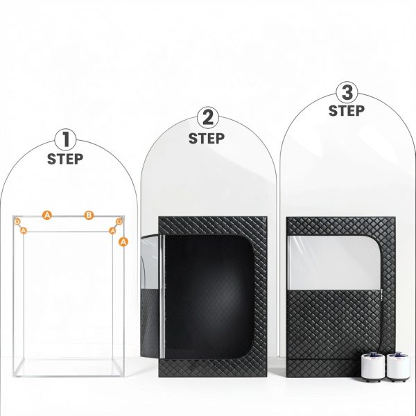 Manastin 2 Person Portable Steam Sauna for Home, 1 or 2 Person Full Body Home Spa with 2 Foldable Chairs,9 Levels of Sauna Box with Remote Control, (Black, Large)-7