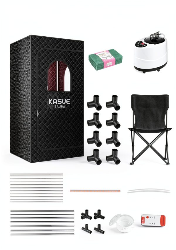 Portable Infrared Sauna, Steam Sauna Box with XL Steamer, 5-Layer Waterproof & Heat Insulation for Relaxation, Detoxification, Muscle Pain Relief Indoor & Outdoor(Obsidian Black)-6