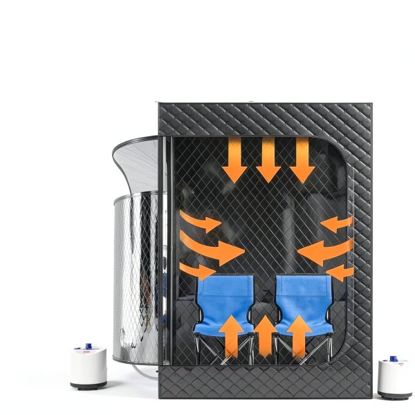 Manastin 2 Person Portable Steam Sauna for Home, 1 or 2 Person Full Body Home Spa with 2 Foldable Chairs,9 Levels of Sauna Box with Remote Control, (Black, Large)-3