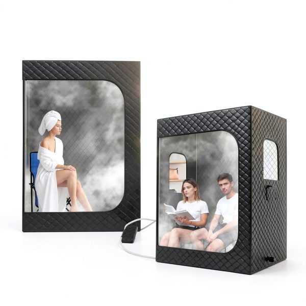 2 Person Portable Steam Sauna Tehanld Large Black with Dual 1200W-4