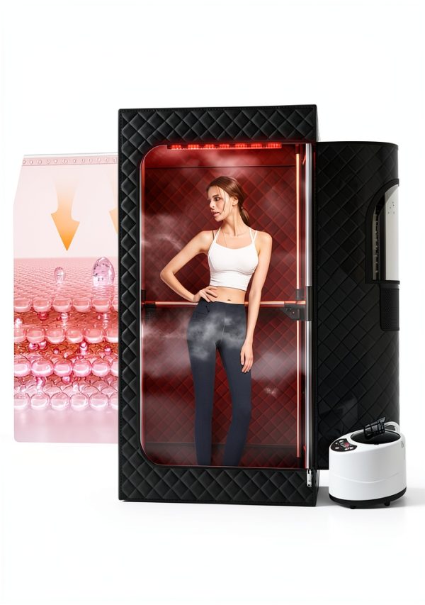 Portable Infrared Sauna, Steam Sauna Box with XL Steamer, 5-Layer Waterproof & Heat Insulation for Relaxation, Detoxification, Muscle Pain Relief Indoor & Outdoor(Obsidian Black)-2