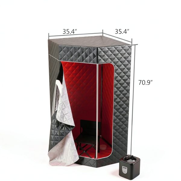 Upgraded Steam Sauna Portable with Red Light Therapy with Ice Bath Tub for Home Personal Home Spa Contrast Therapy (Black)-2