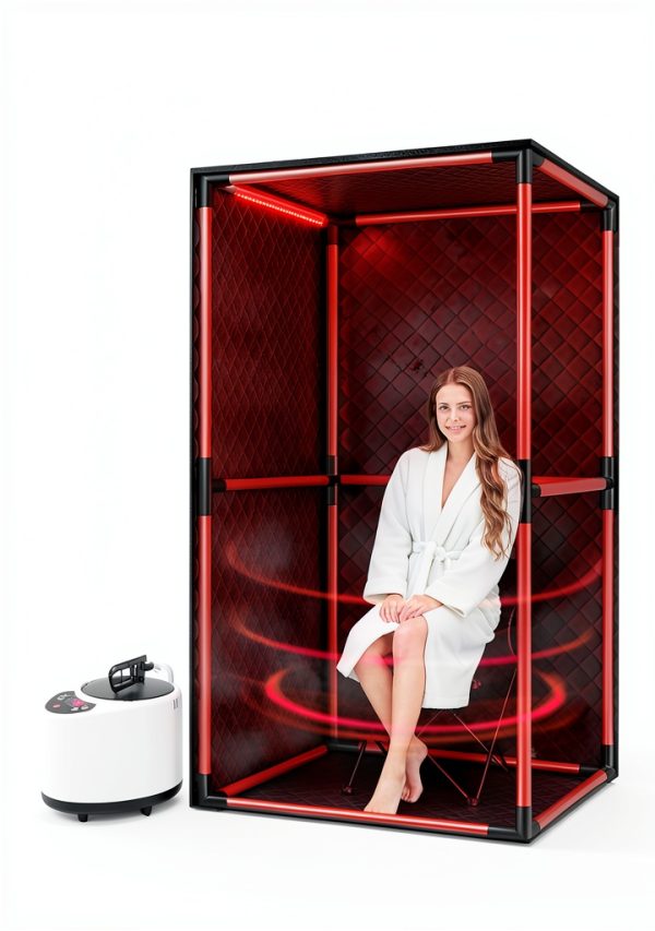 Portable Infrared Sauna, Steam Sauna Box with XL Steamer, 5-Layer Waterproof & Heat Insulation for Relaxation, Detoxification, Muscle Pain Relief Indoor & Outdoor(Obsidian Black)-5