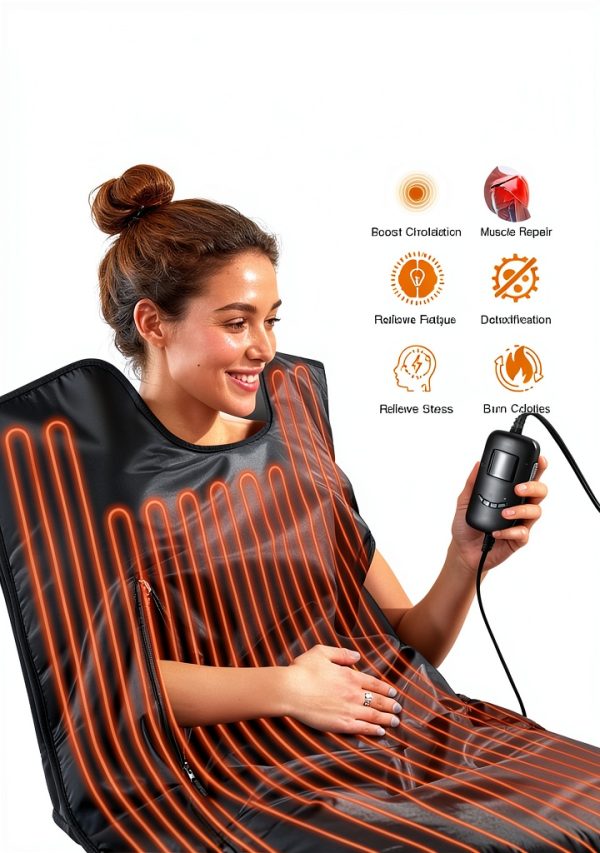 Portable Sauna Blanket noerishia Double Spiral Black 6ft x 2.6ft-2